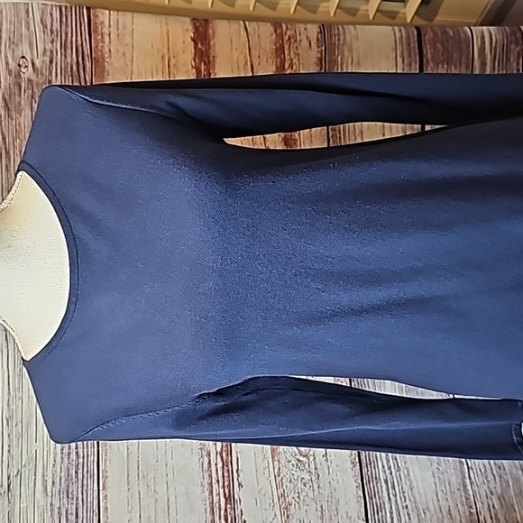 NEW ALFANI DARK BLUE LONG SLEEVE ASYMMETRICAL PULLOVER SWEATER - Picture 2 of 11